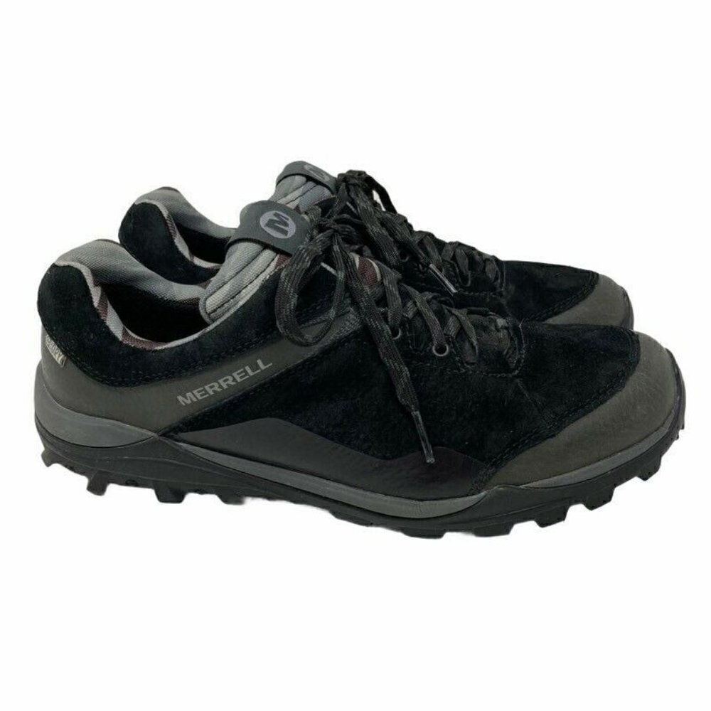Merrell Mens Raven Hiking Shoes Black Gray J32175 Leather Lace Up Waterproof 8